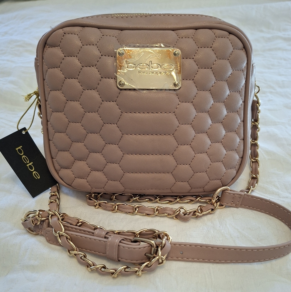 NWT Bebe Dusty Rose HONEY Quilt Crossbody